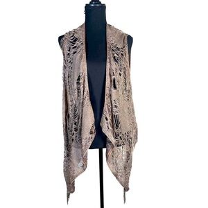 Michaela By Michael B Women's Open Boho Festival Metallic Long Crochet Vest O/S